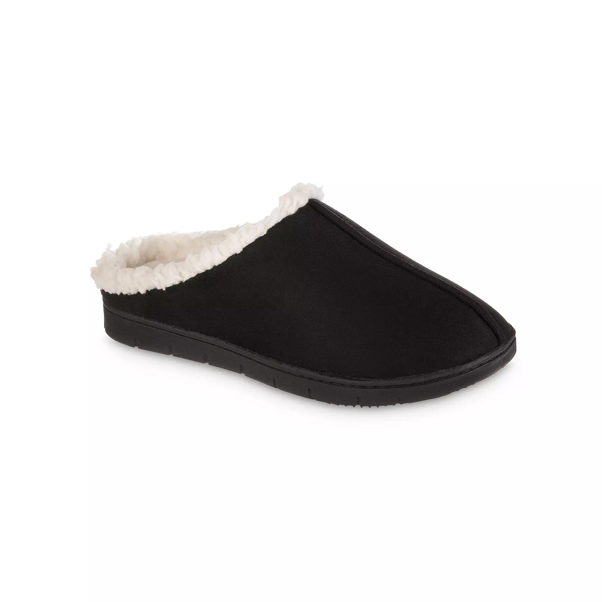 Isotoner Women's Rory Microsuede Hoodback Slippers - Black S Product Image