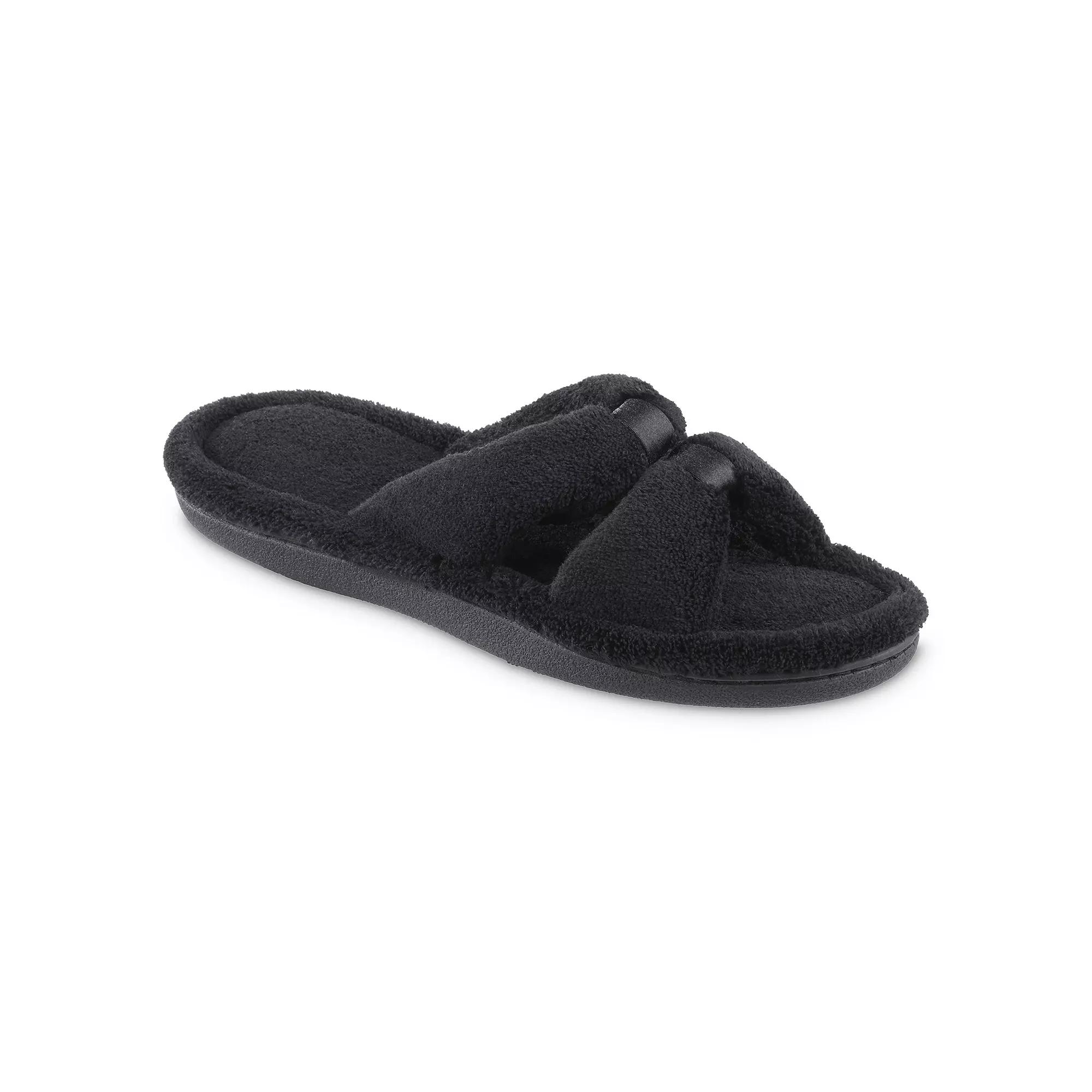 Womens isotoner Memory Foam Microterry X-Slide Slippers with Satin Trim Product Image