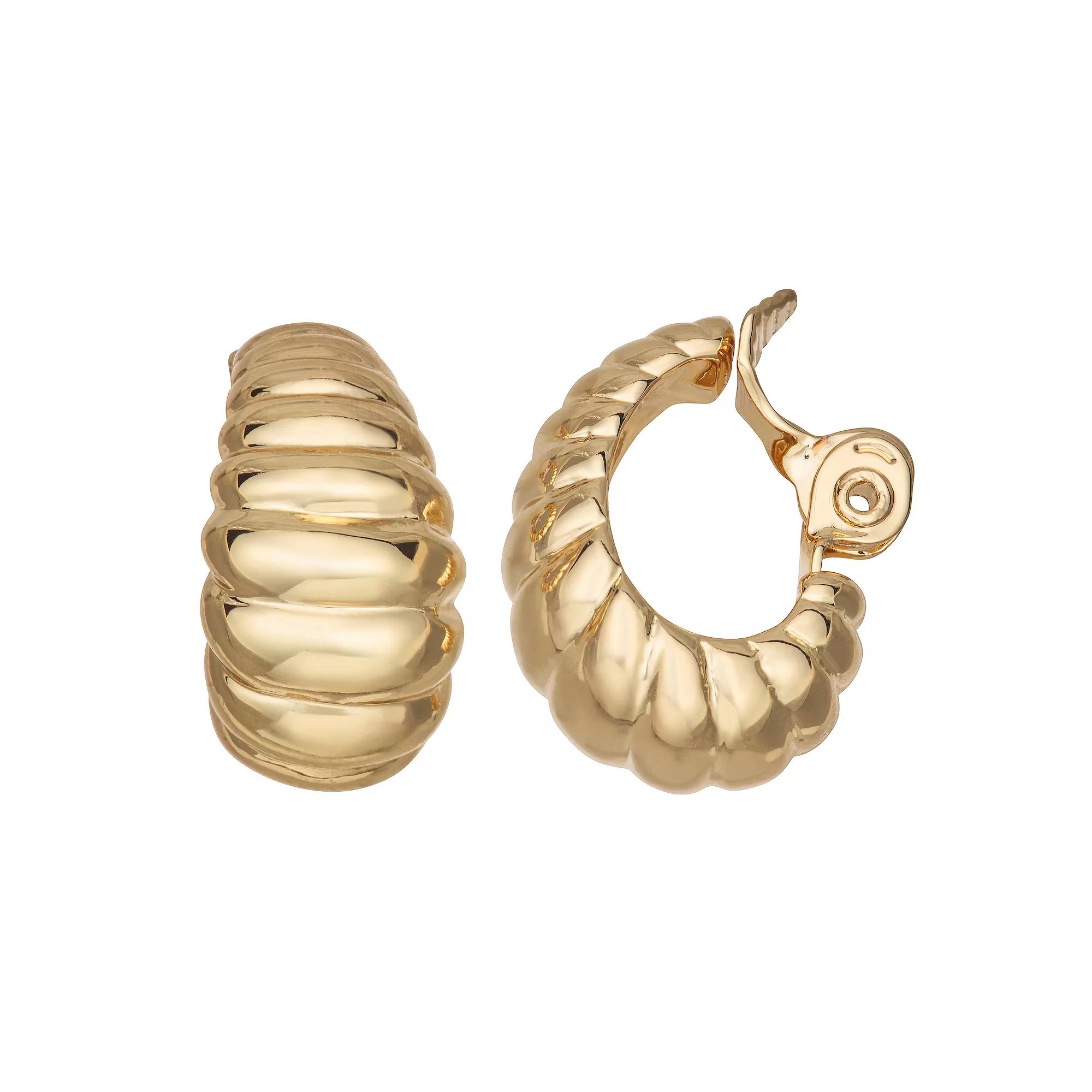 Napier Gold Tone Puffy Drop Clip-On Earrings, Women's Product Image
