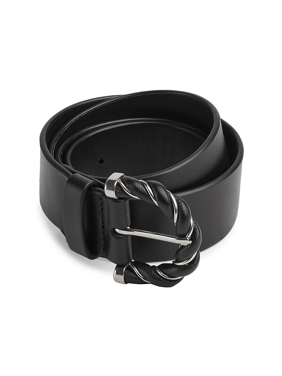 Womens Twisted-Buckle Leather Belt Product Image