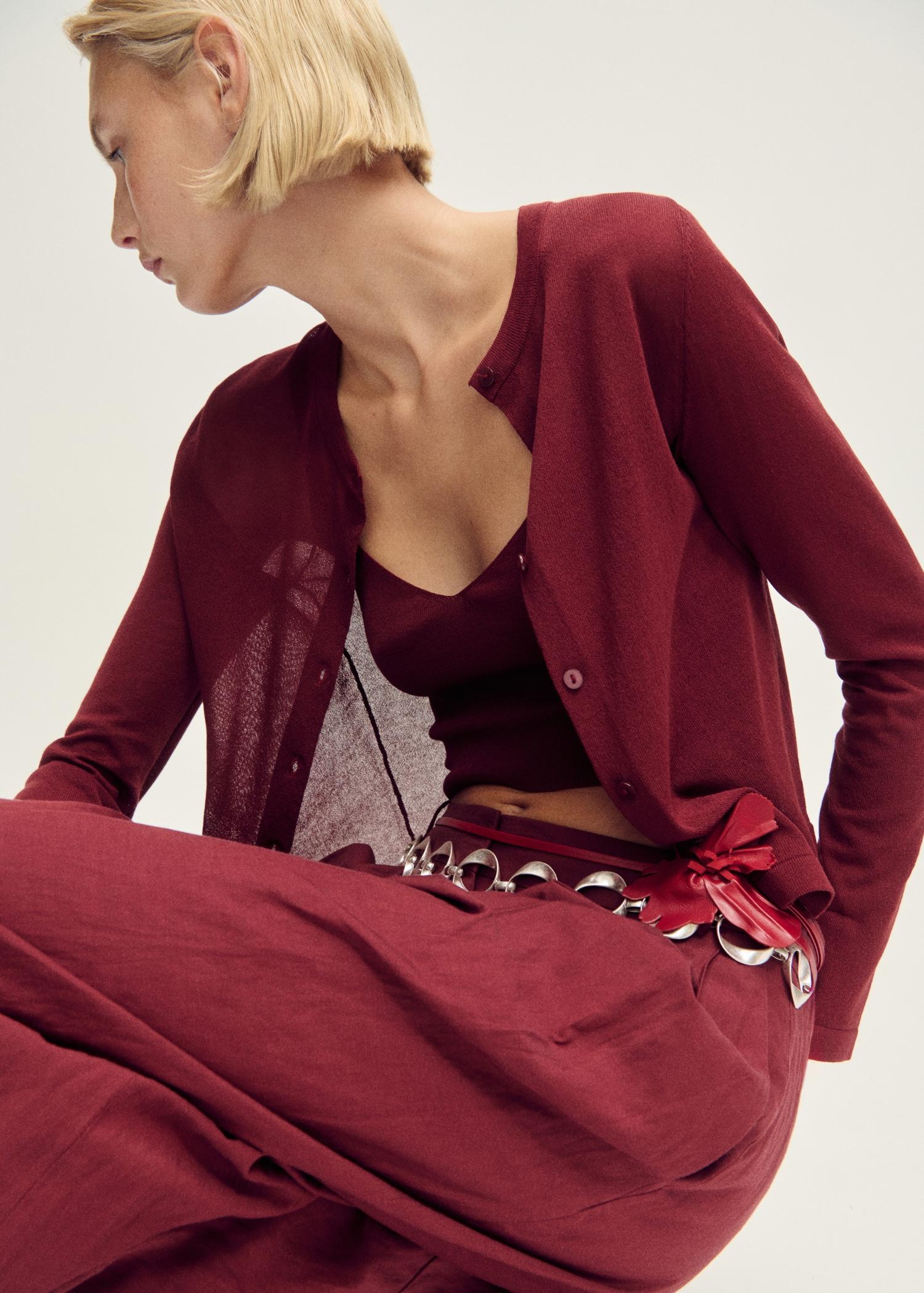 Fine-knit straight-fit cardigan - Women | MANGO USA Product Image