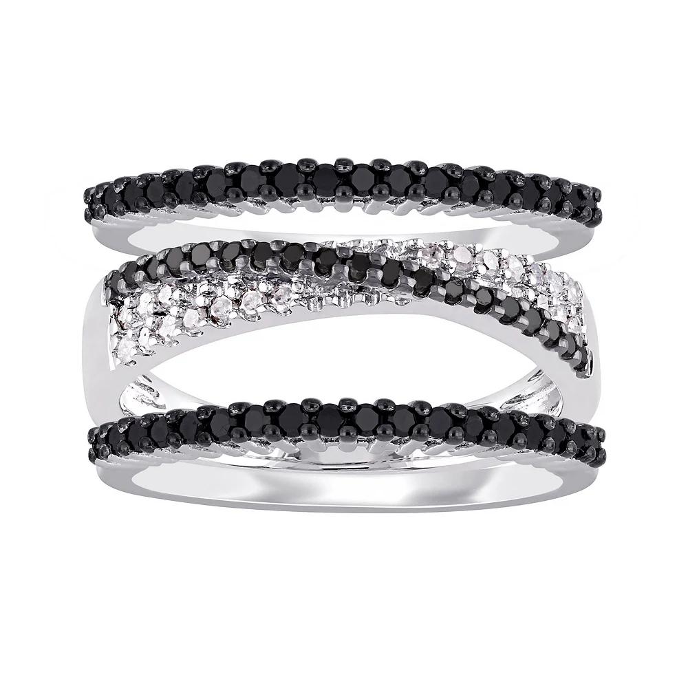 Stella Grace Sterling Silver 5/8 Carat T.W. Black & White Diamond Stack Ring Set, Women's,  Product Image