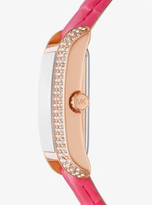 Emery Pavé Rose Gold-Tone and Crocodile Embossed Leather Watch Product Image