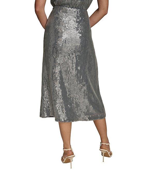 Donna Karan Sequin Sparkle A-Line Midi Skirt Product Image