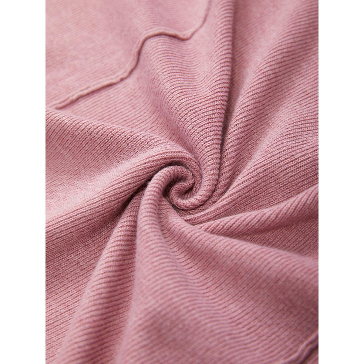 Plus Size Plain Raglan Sleeve Eyelet Button Fly Cardigan Rouge Women Casual Loose Long Sleeve Dailywear Cardigans BloomChic 14-16/1X Product Image