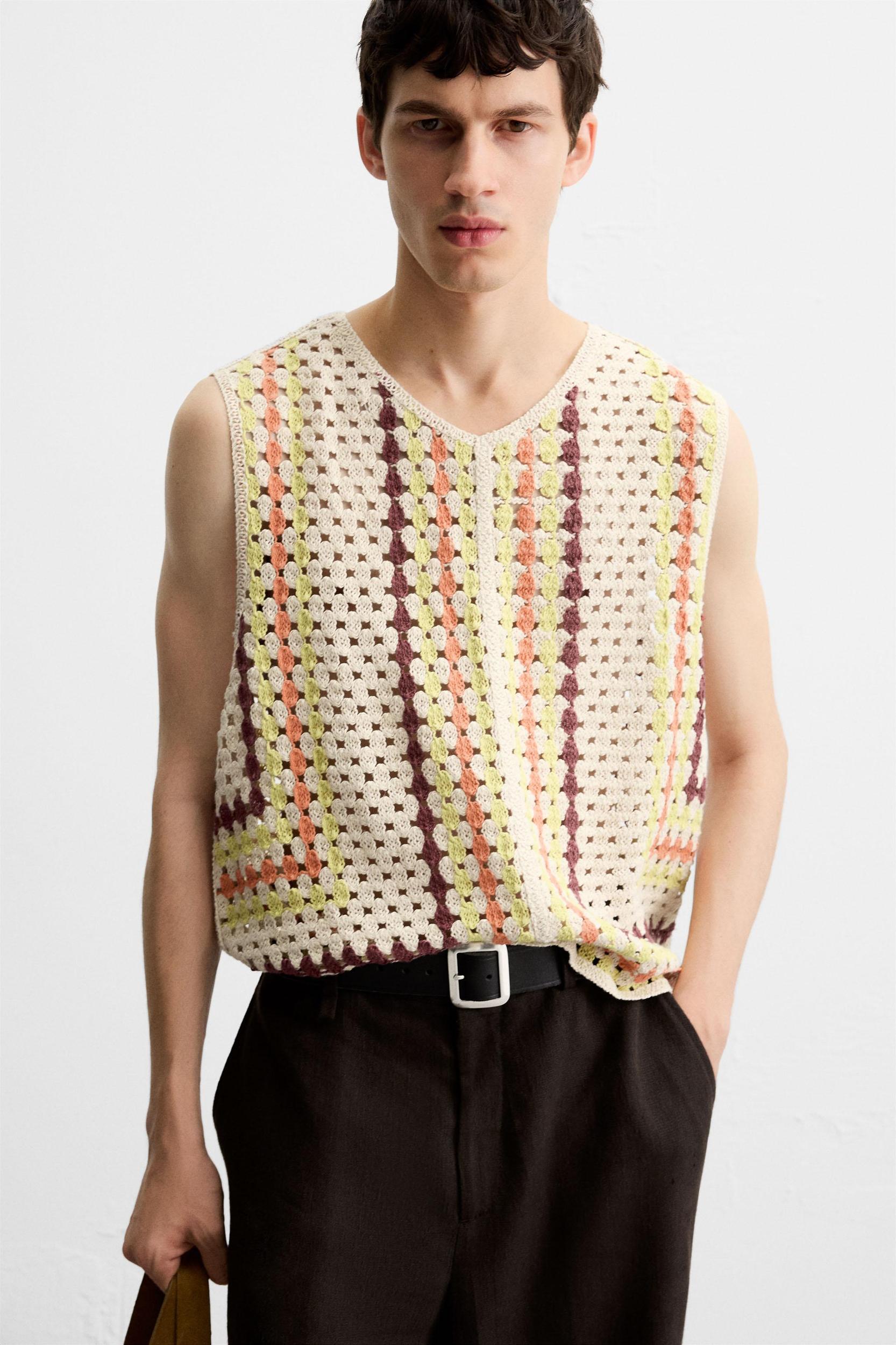 CROCHET TEXTURED VEST Product Image