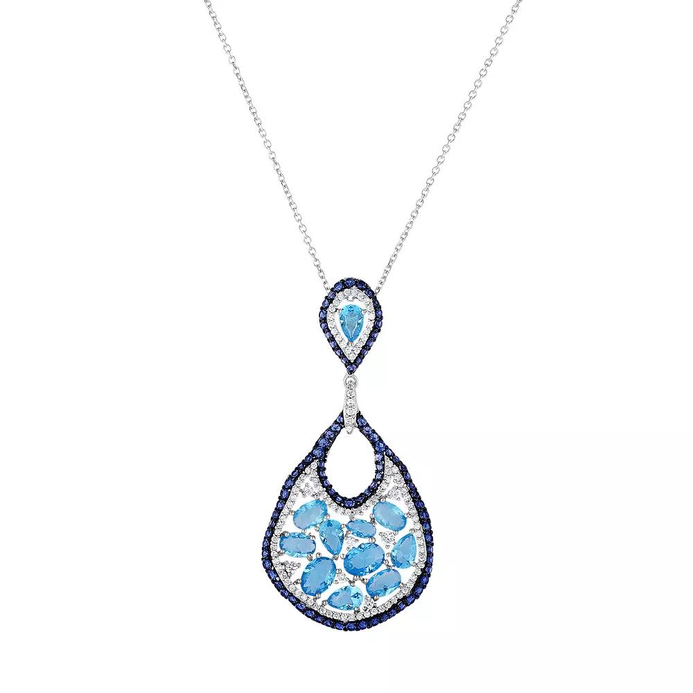Sterling Silver Cubic Zirconia Teardrop Pendant Necklace, Womens Product Image