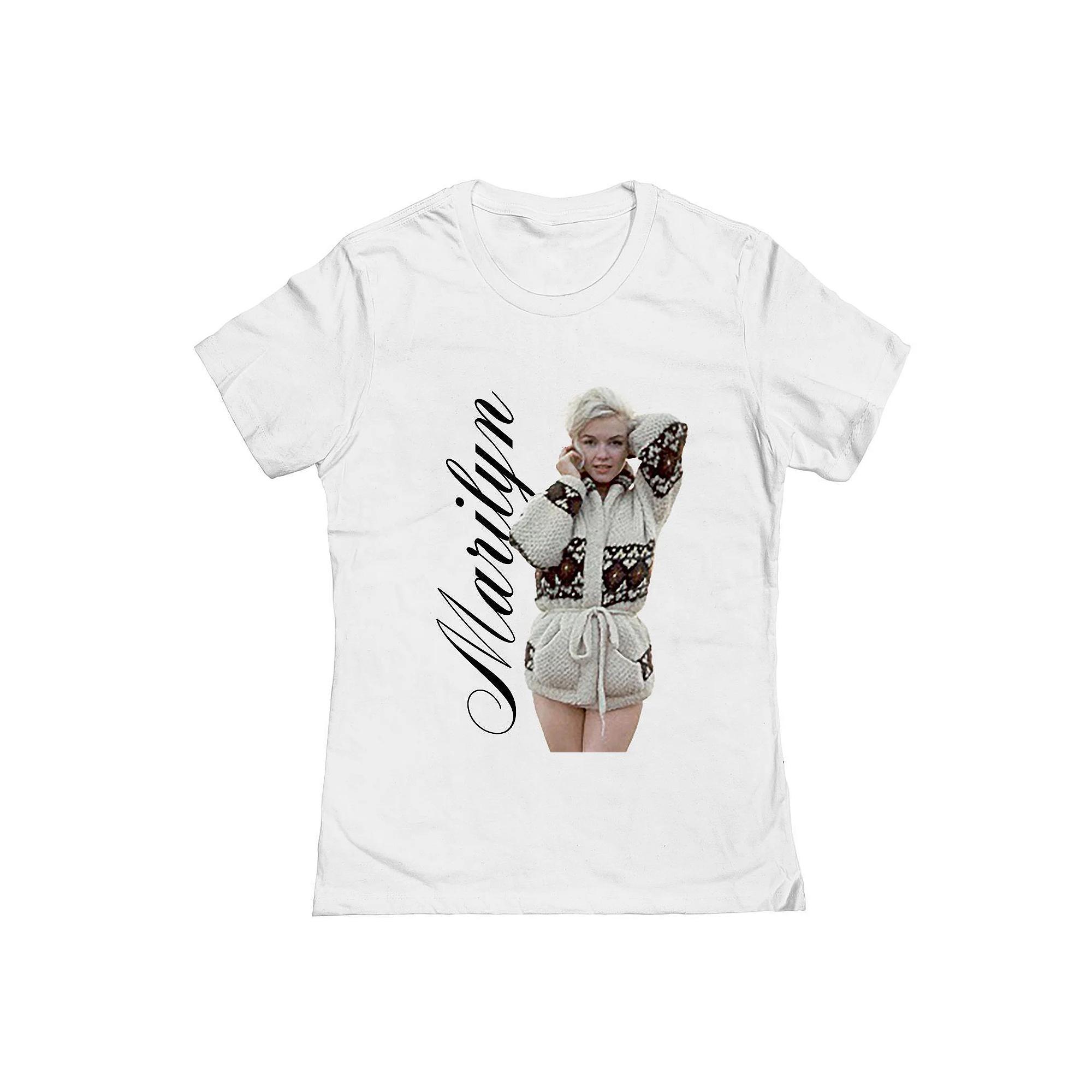 Junior's Grayson Threads The Label Marilyn Monroe Beach Cut Graphic Tee, Women's, Size: XL, White Product Image