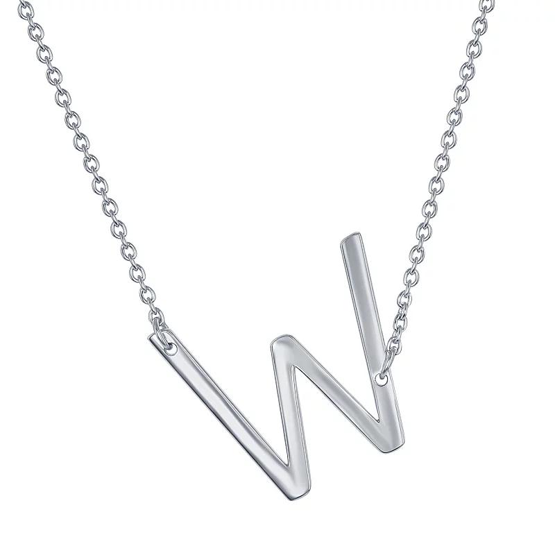 Sterling Silver Sideways Initial Necklace, Womens Sterling B Product Image