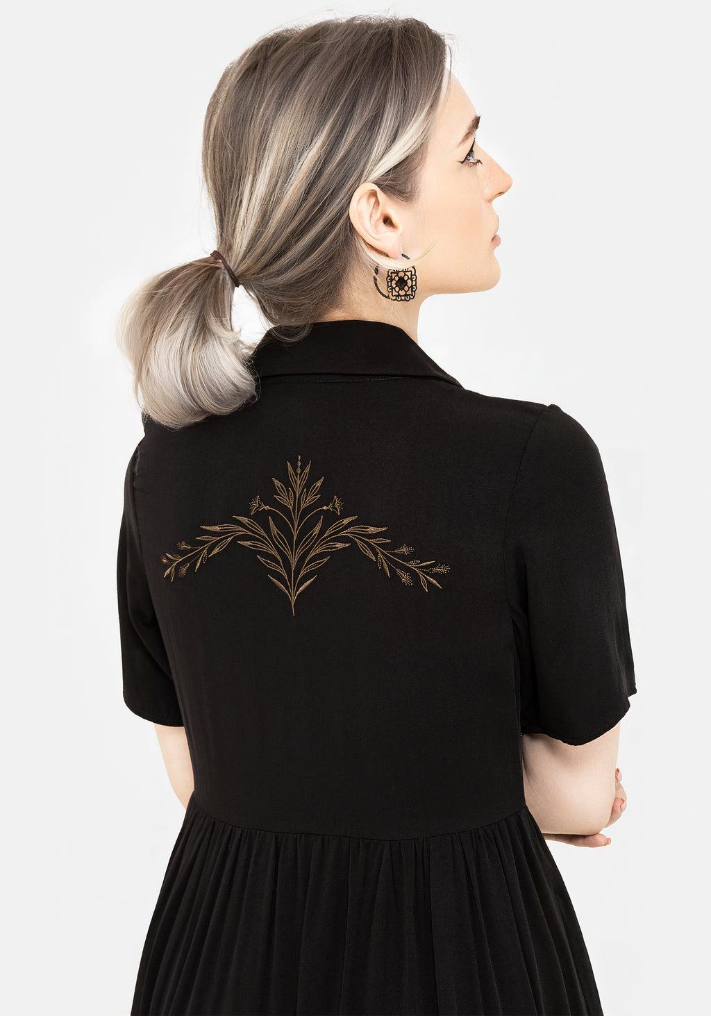 Hester Embroidered Button Up Midi Shirt Dress Product Image
