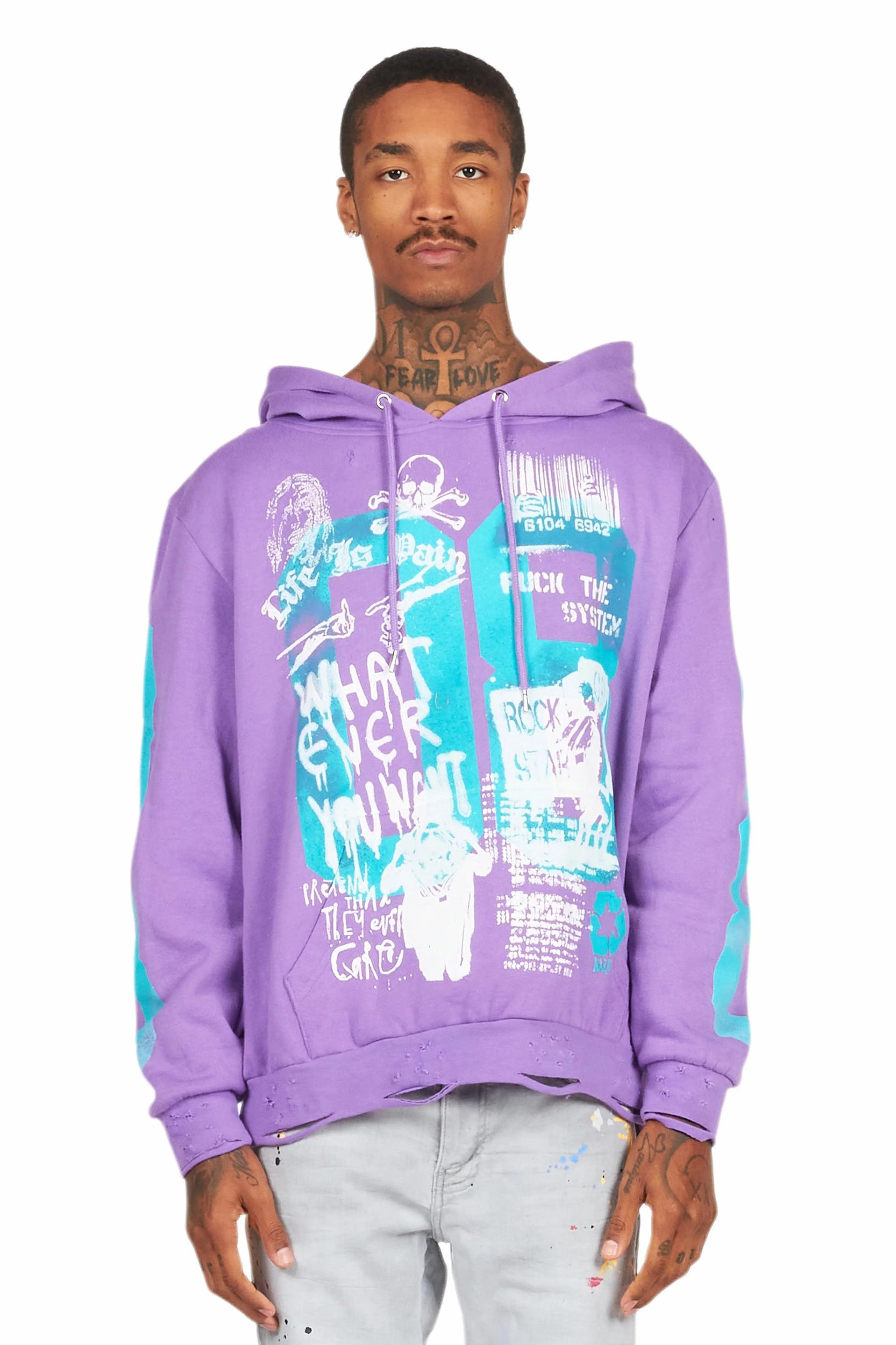 Grill Purple Graphic Hoodie Male Product Image