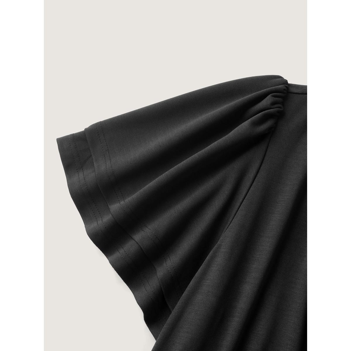 Plus Size One-Shoulder Ruffled Belted Midi Dress Black Women Asymmetrical Neck Short sleeve Curvy BloomChic 30/6X Product Image