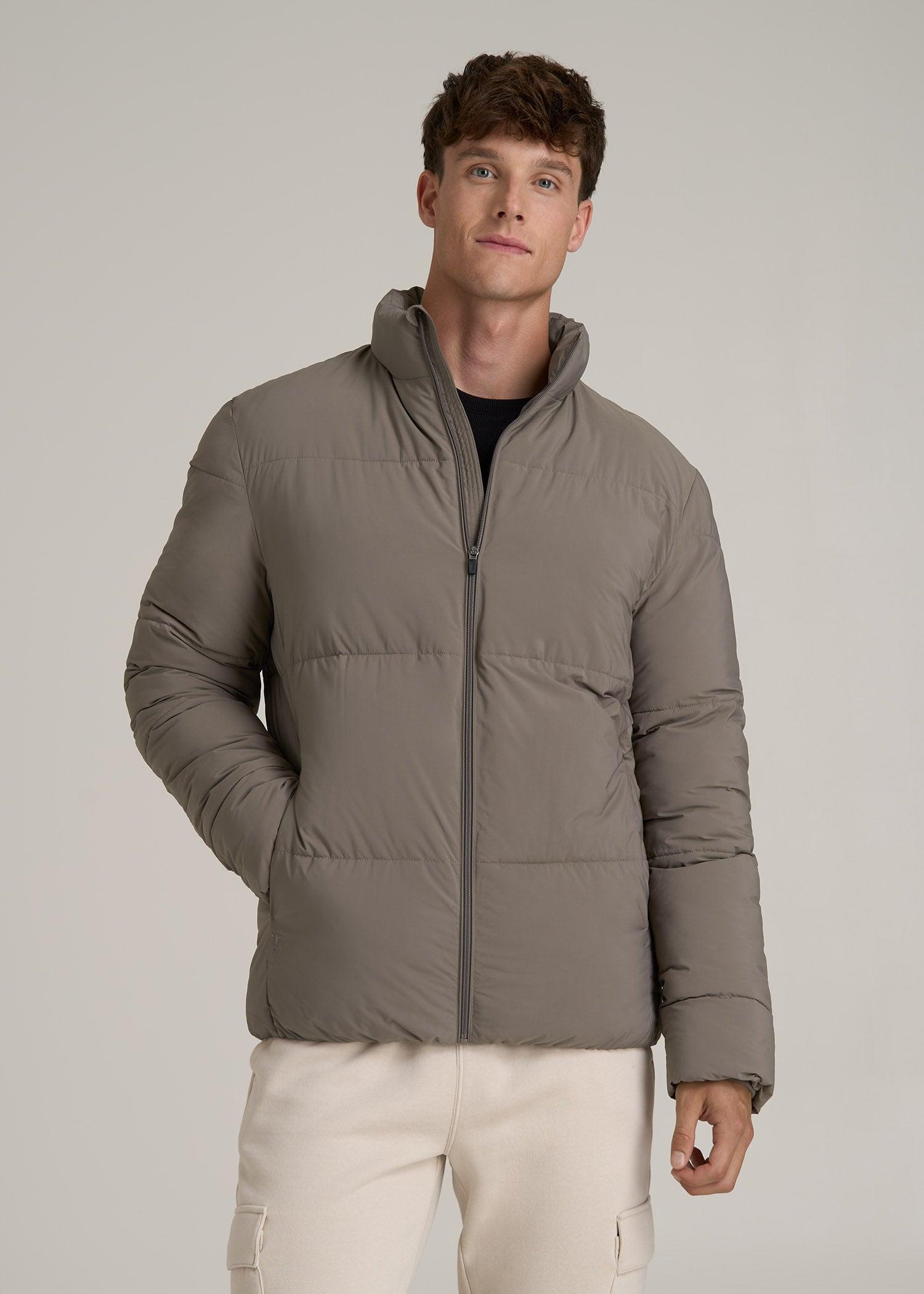 Stand Collar Puffer Coat Jacket for Tall Men in Portobello Male Product Image