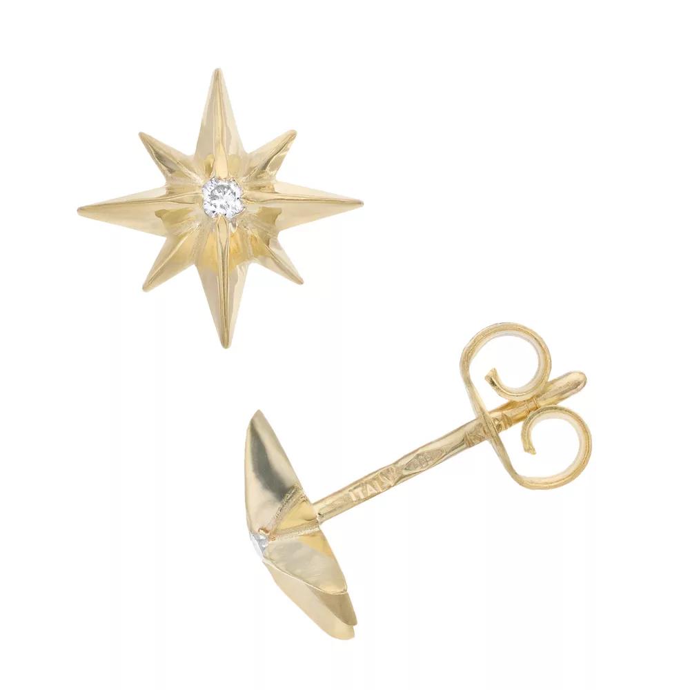 14k Gold Diamond Accent North Star Stud Earrings, Women's Product Image