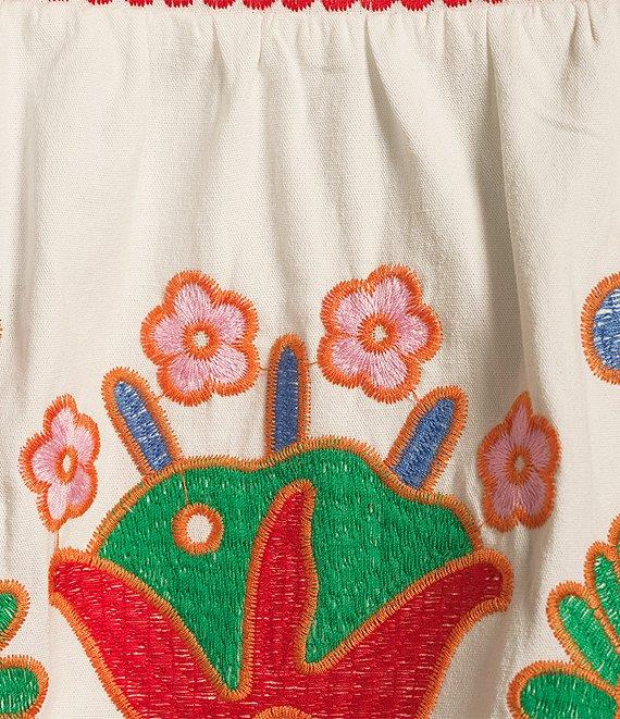 J.Marie Landon Embroidery Square Neck Sleeveless Midi A-Line Dress Product Image