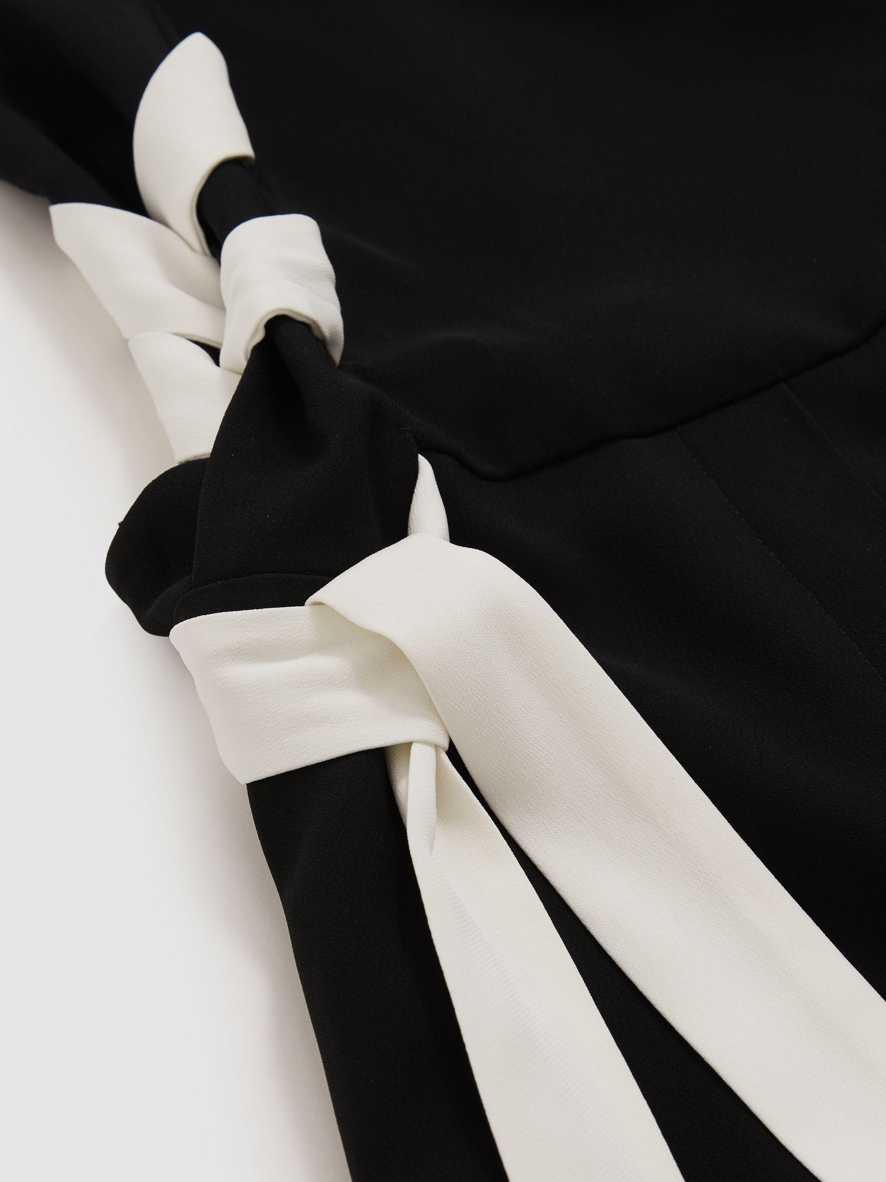 Lace-Up Side Wide-Leg Jumpsuit in Navy/White Product Image