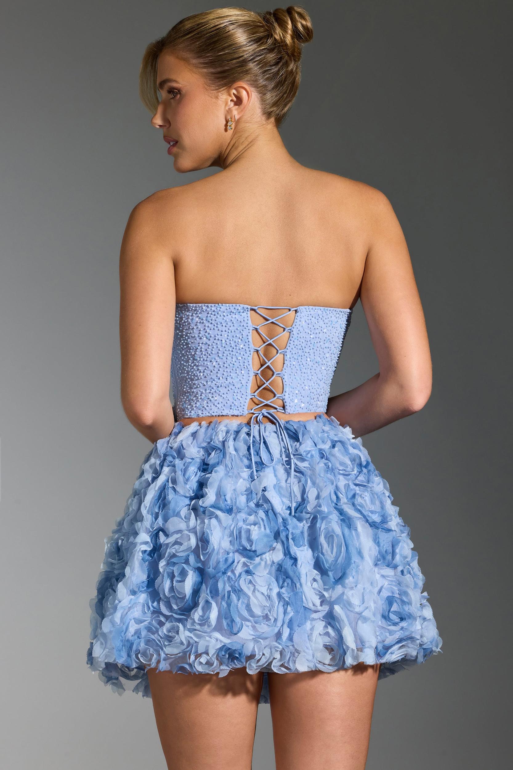 Embellished Corset Top in Blue Product Image