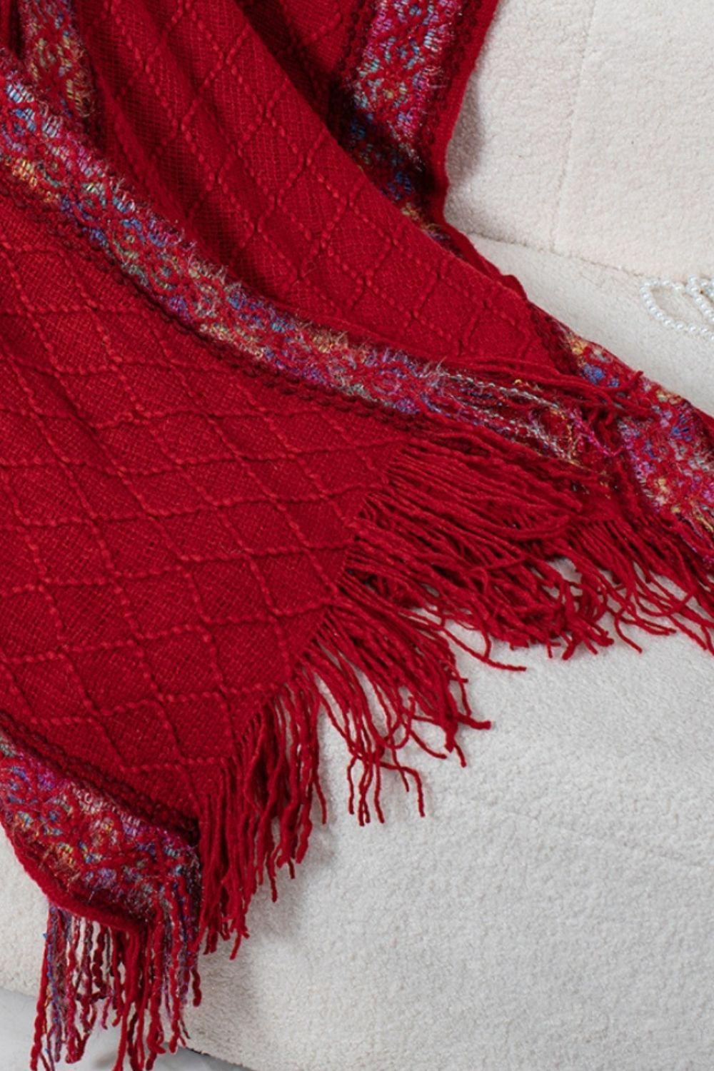 Fringe Half Sleeve Hooded Poncho Product Image