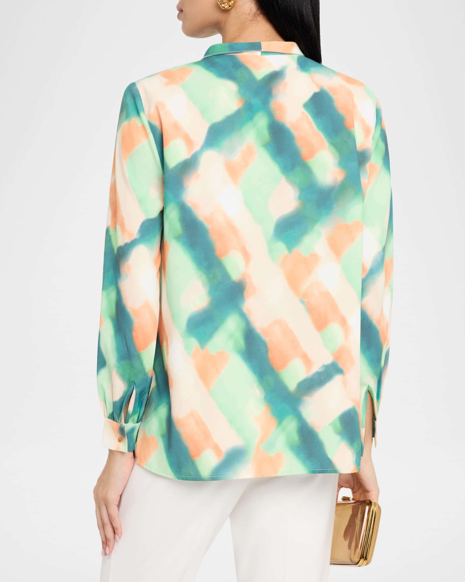 Abstract-Print Crepe De Chine Blouse Product Image