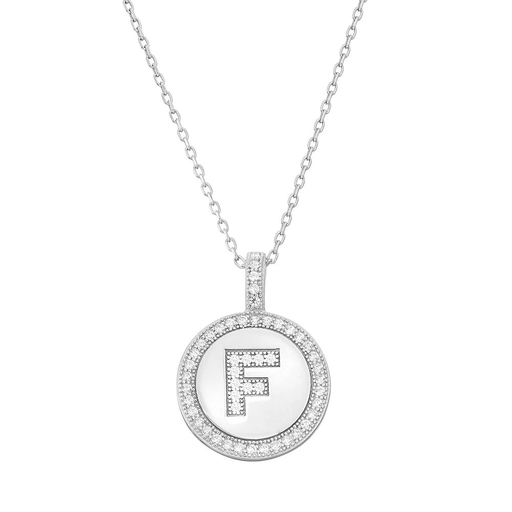 Argento Bella Sterling Silver Cubic Zirconia Initial Pendant Necklace, Women's,  Product Image