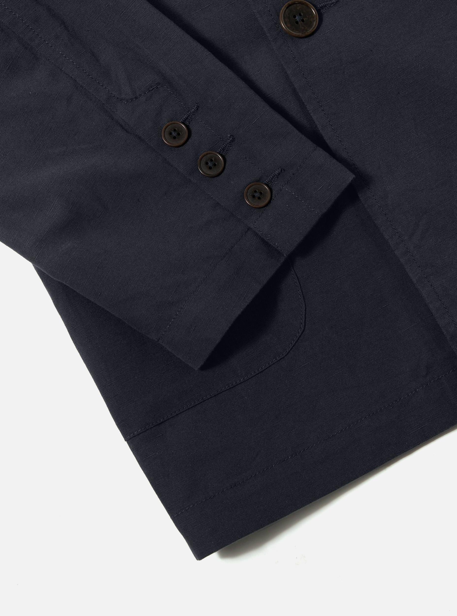 Universal Works Manor Jacket in Navy Linen Slub Weave Product Image