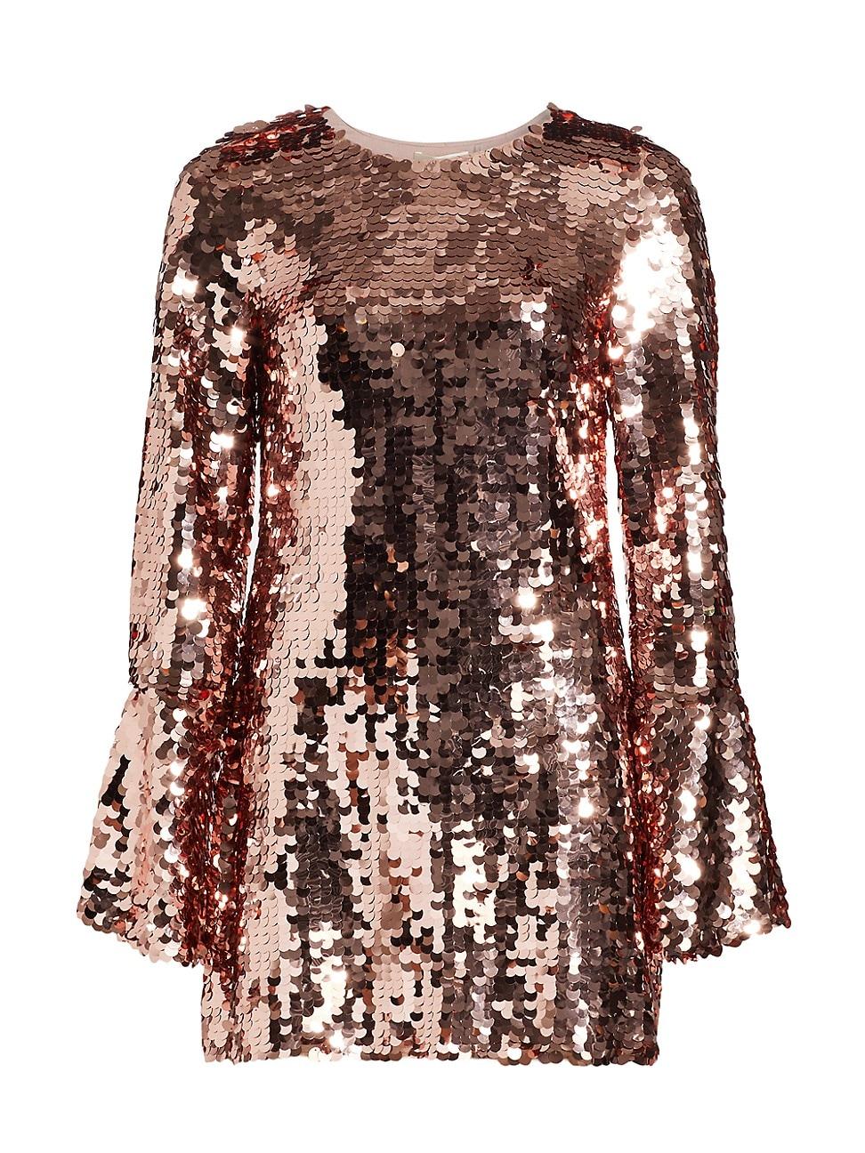 Womens Graceland Annabella Sequined Bell-Sleeve Minidress Product Image