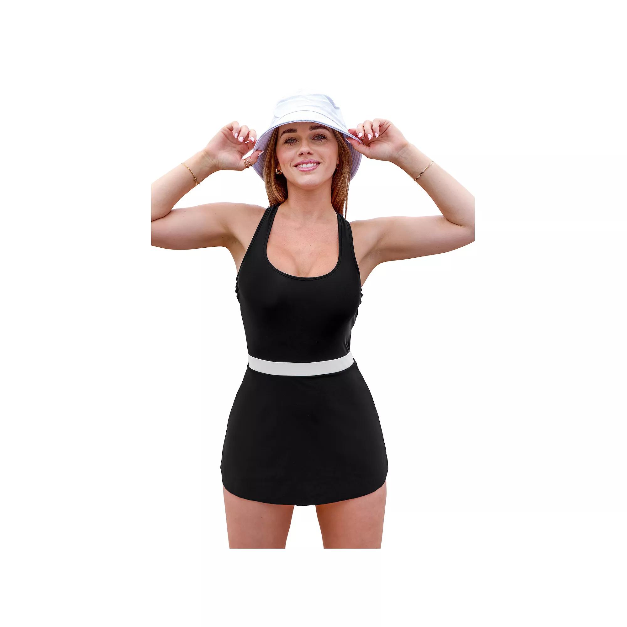 Women's Cupshe Black Crossback Cutout Swimdress,  Product Image