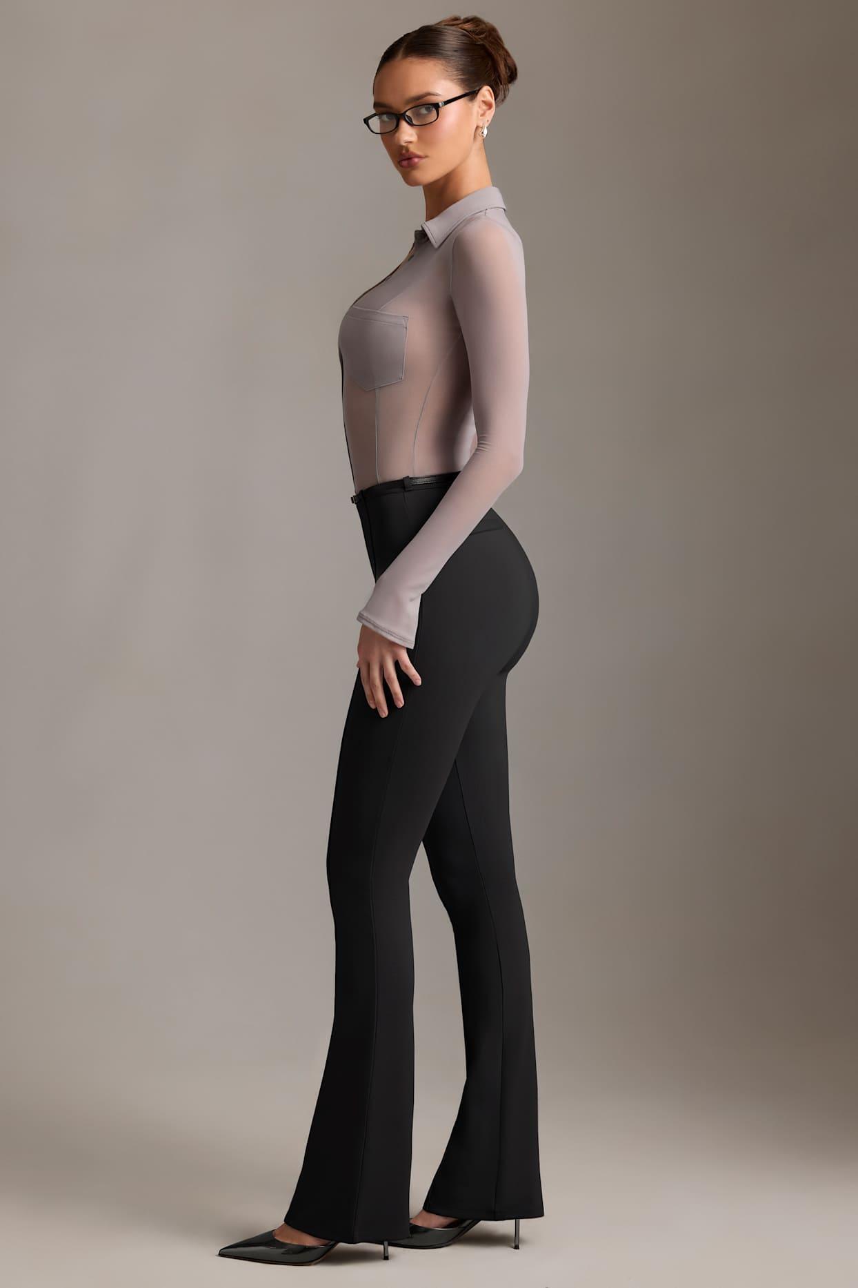 Low-Rise Flared Trousers in Black Product Image