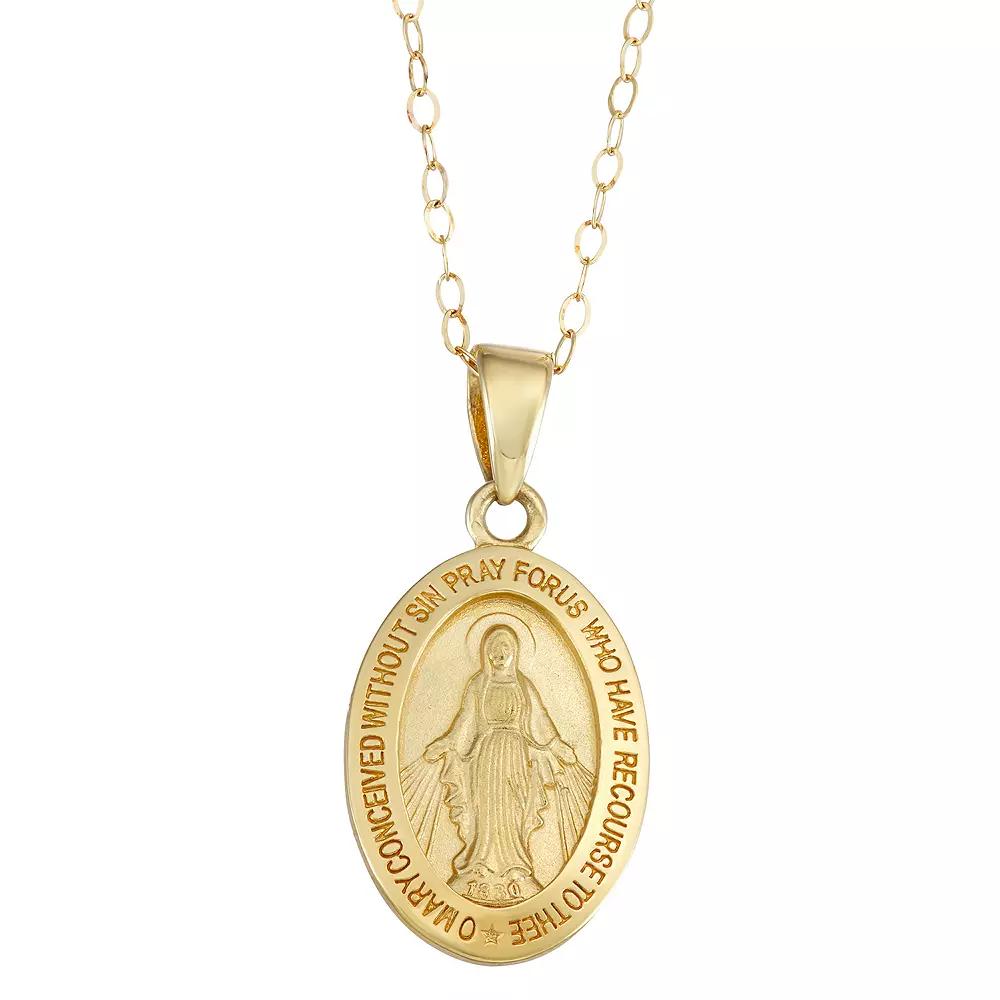 14k Gold Miraculous Medal Pendant Necklace, Women's, Size: 18" Product Image