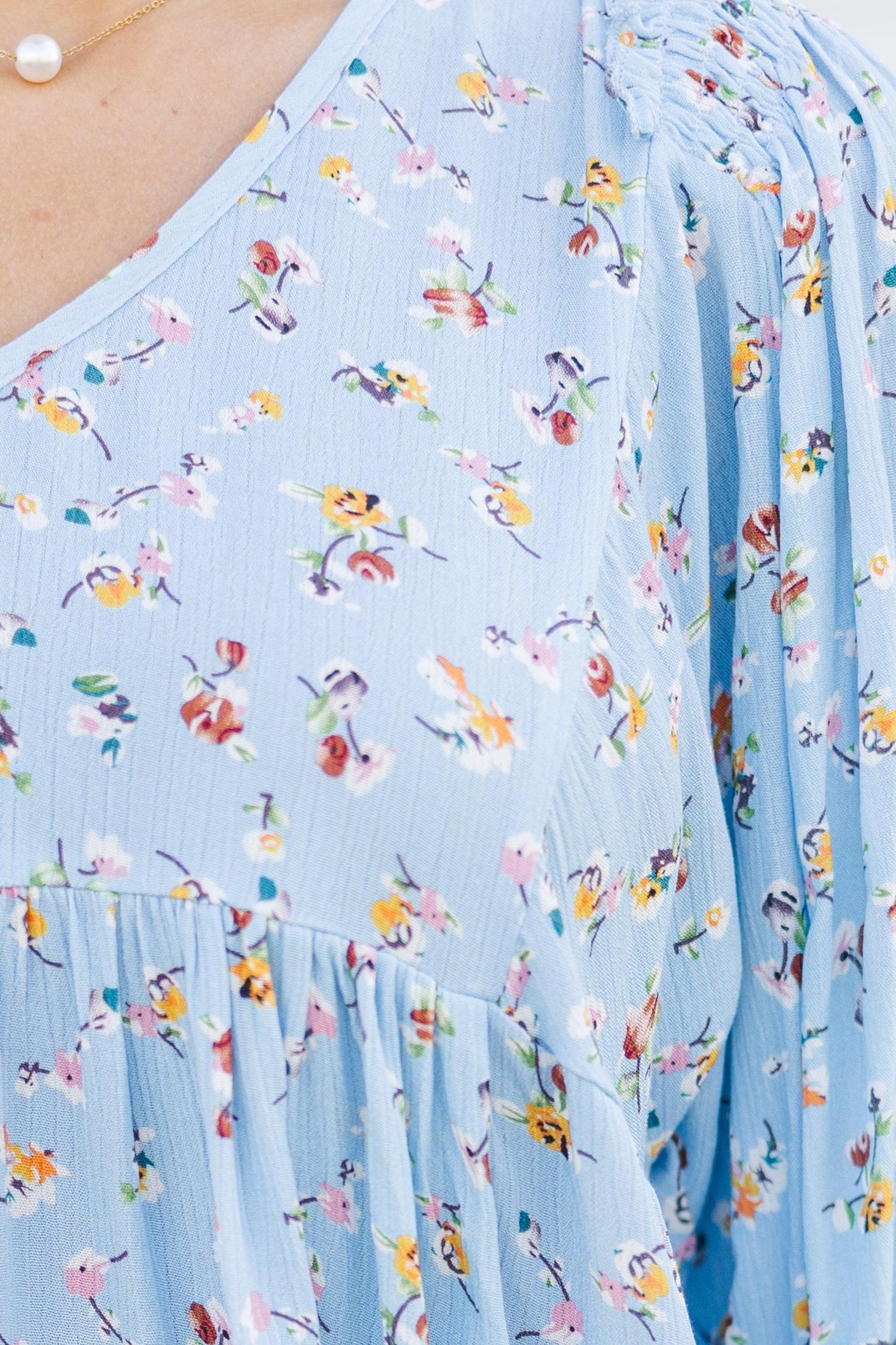 All So Nice Light Blue Ditsy Floral Tunic Female Product Image