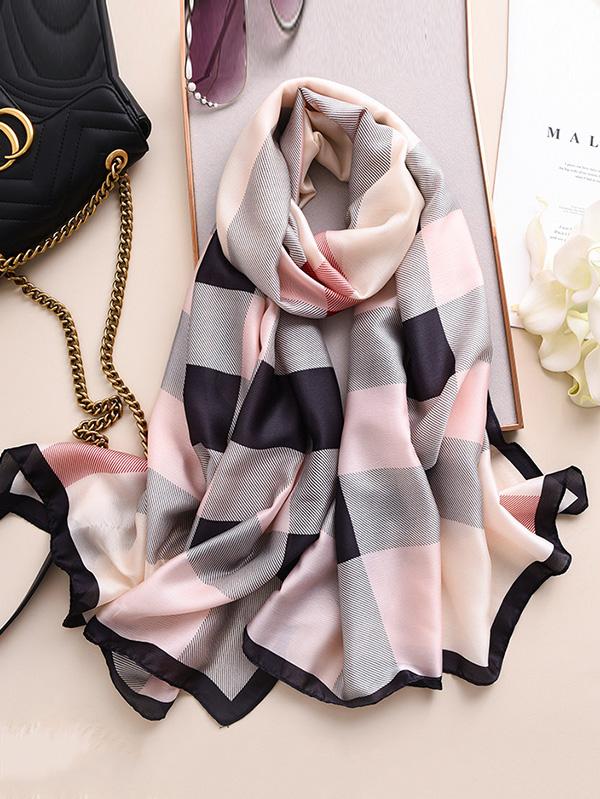 Chic Plaid Silk Imitation Shawl&Scarf Product Image