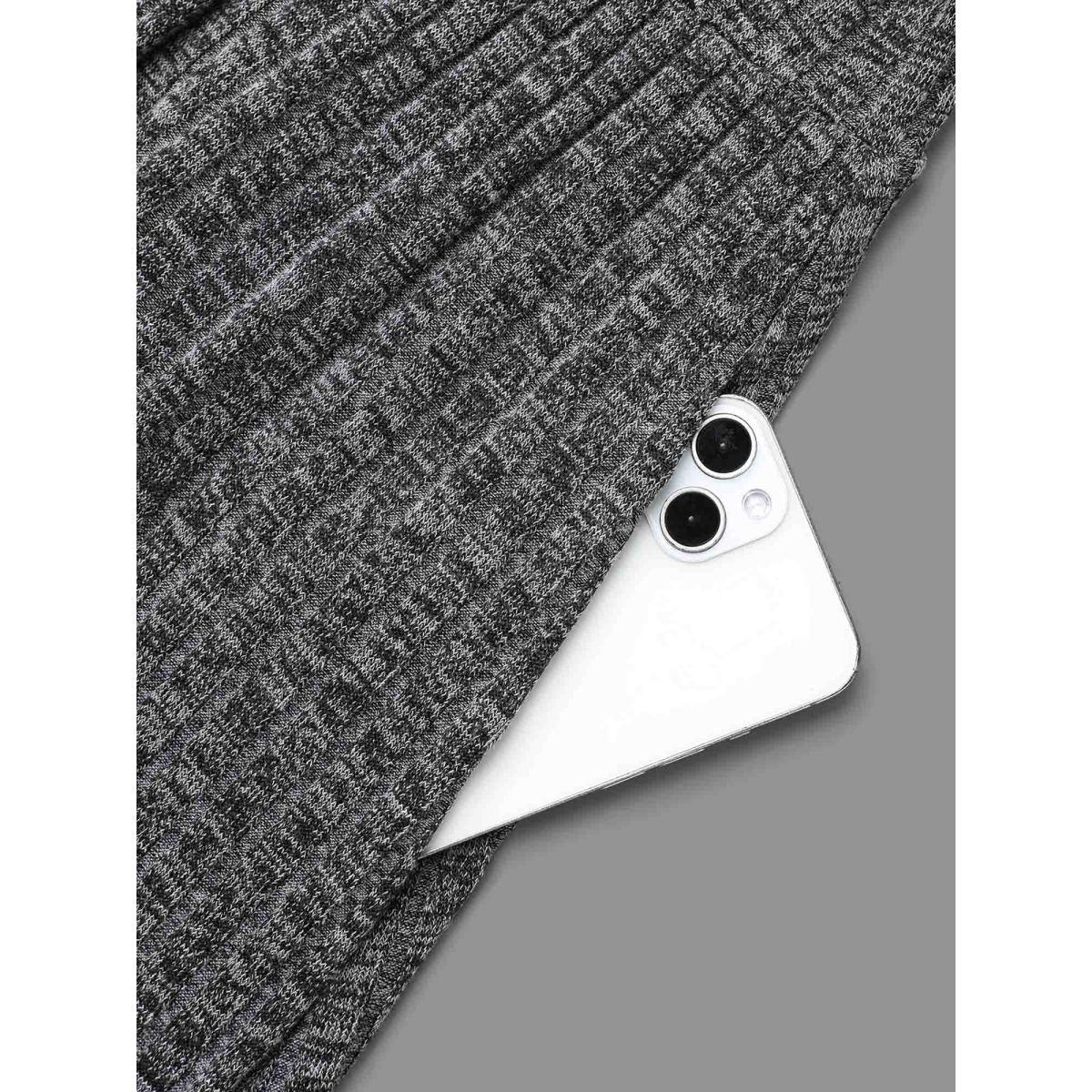 Plus Size Pit Strip Overlap Collar Midi Dress DarkGray Women Casual Texture Knit Dresses Bloomchic 10/M Product Image