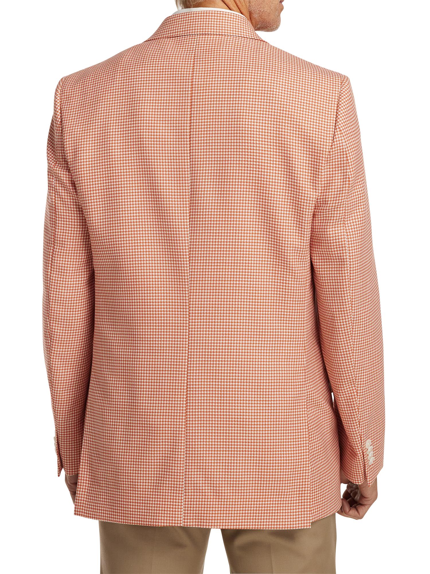 Wool Houndstooth Single Breasted Peak Lapel Sport Coat - Melon Product Image
