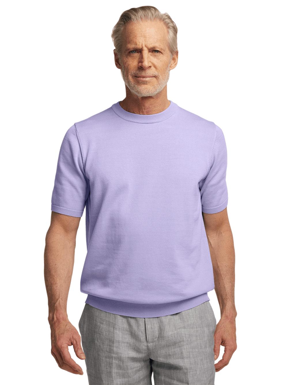 Supima Cotton Crew Neck Sweater - Lavender Product Image