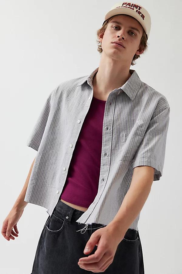 Urban Outfitters UO Stripe Pattern Cutoff Oxford Shirt Top Mens at Urban Outfitters Product Image