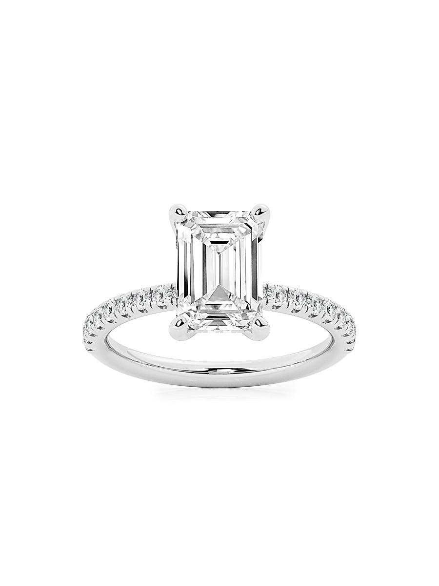 Womens 14K White Gold & Emerald-Cut Lab-Grown Diamond Hidden Halo Ring/0.80-3.41 TCW Product Image