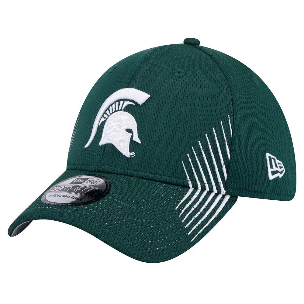 Men's New Era Green Michigan State Spartans Active Slash Sides 39THIRTY Flex Hat,  Product Image