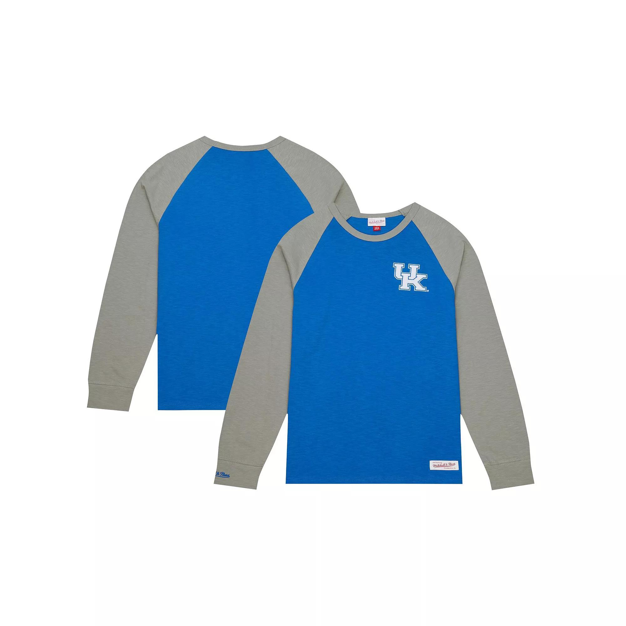 Men's Mitchell & Ness Royal Kentucky Wildcats Legendary Slub Raglan Long Sleeve T-Shirt,  Product Image