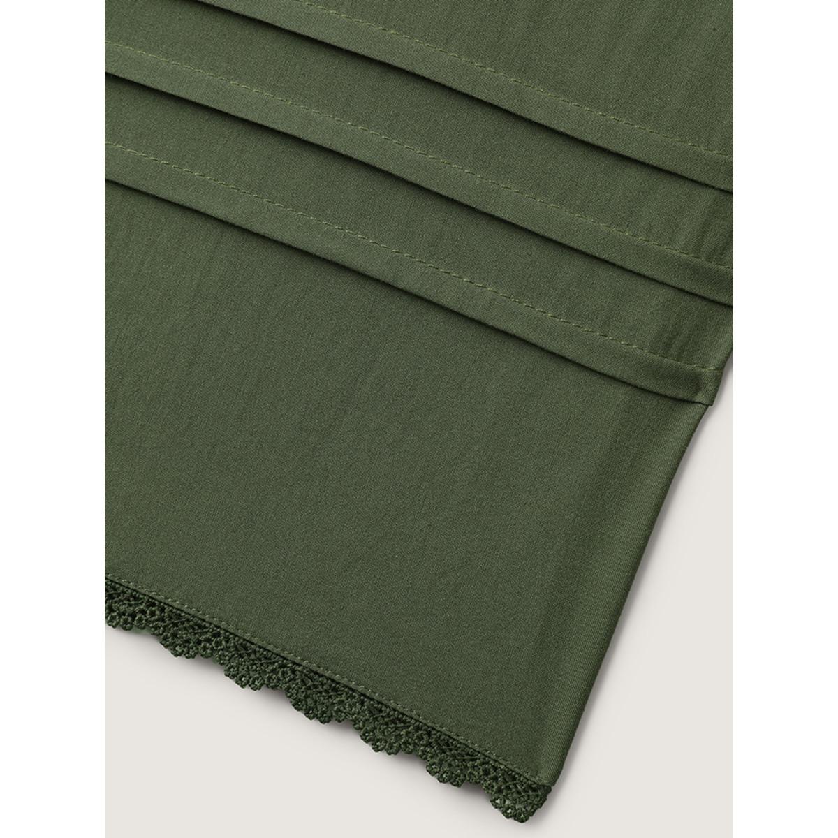 Plus Size Waist Drawstring Wide-Leg Pleated Pants Women ArmyGreen Beach Wide Leg Mid Rise Vacation Pants BloomChic 30/6X Product Image