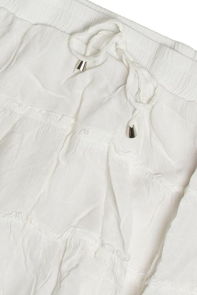 White Ruffle Tiered Mini Skirt Product Image