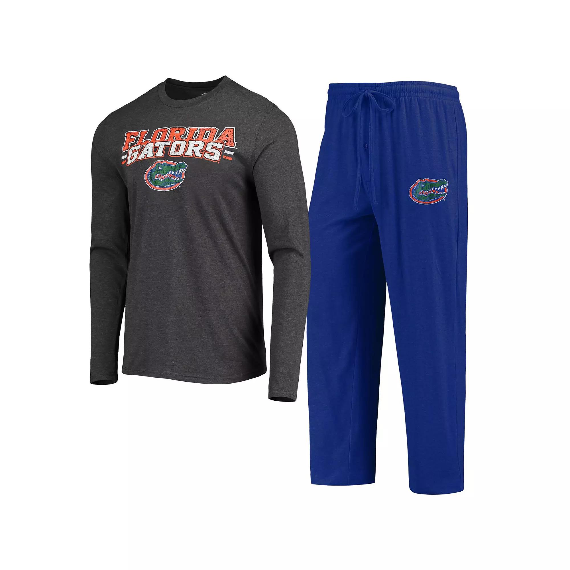 Men's Concepts Sport Royal/Heathered Charcoal Florida Gators Meter Long Sleeve T-Shirt & Pants Sleep Set, Size: Small, Blue Product Image