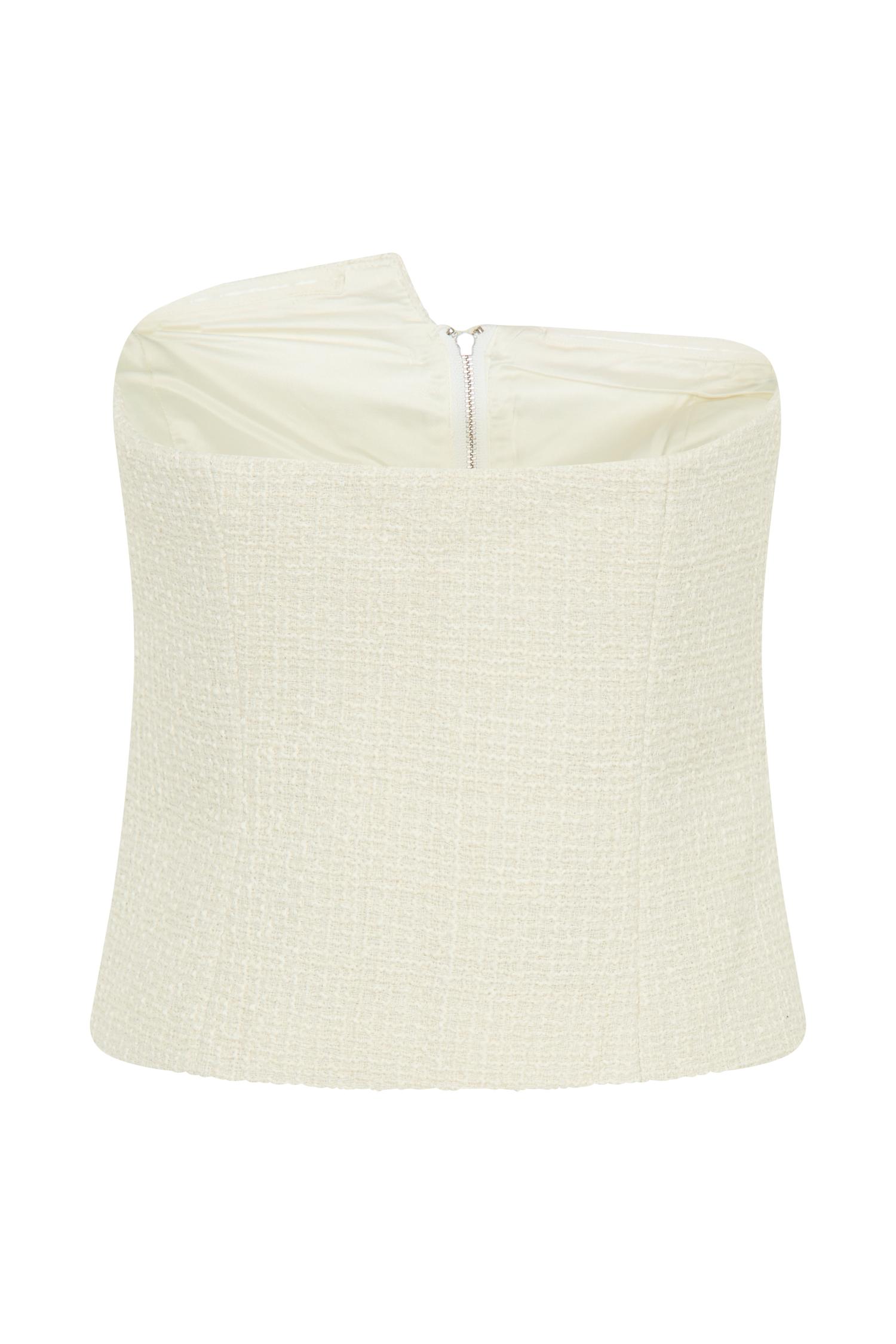 Parker Boucle Strapless Asymmetric Top - Ivory Product Image