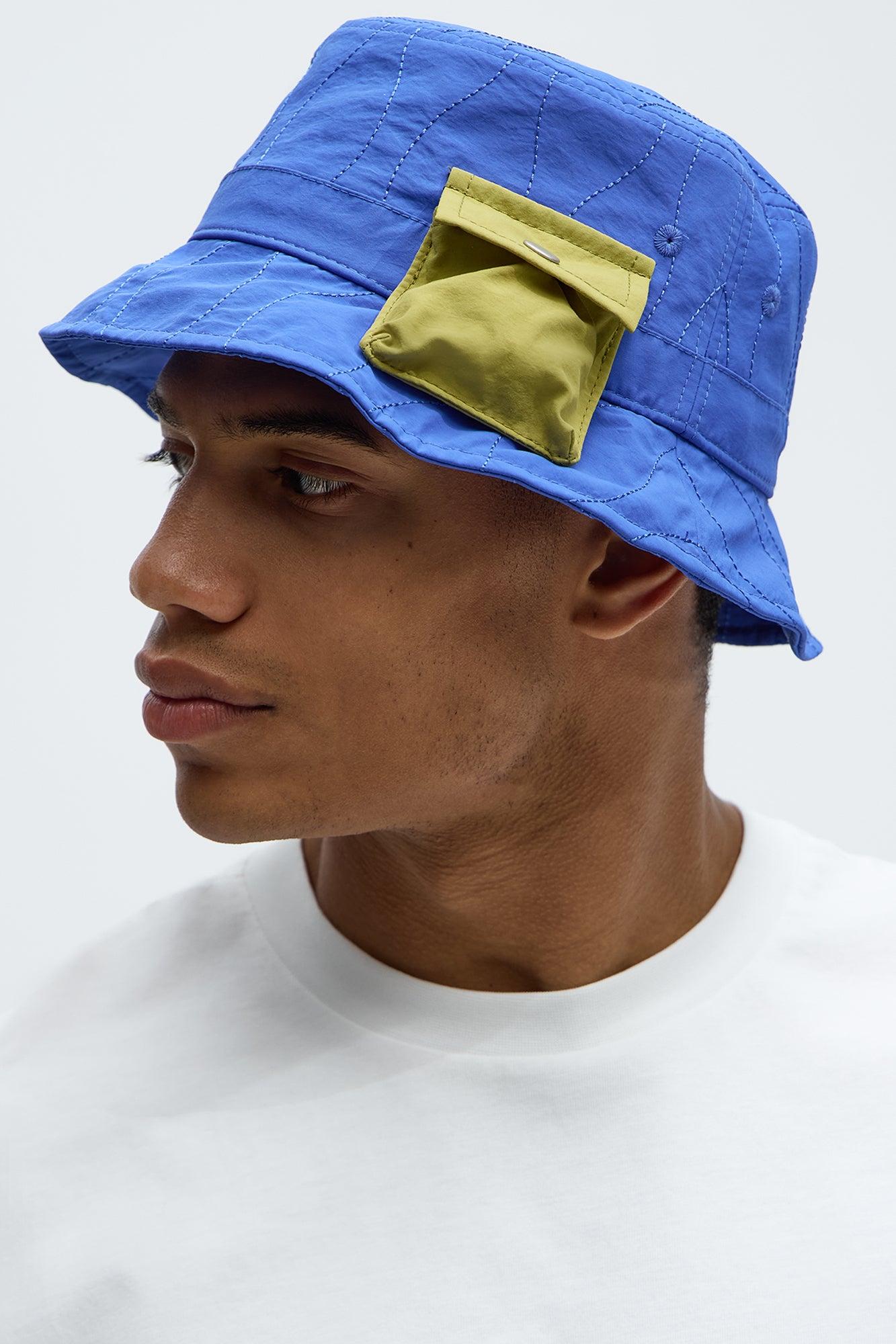 Quilted Utility Pocket Bucket Hat - Blue/combo Product Image