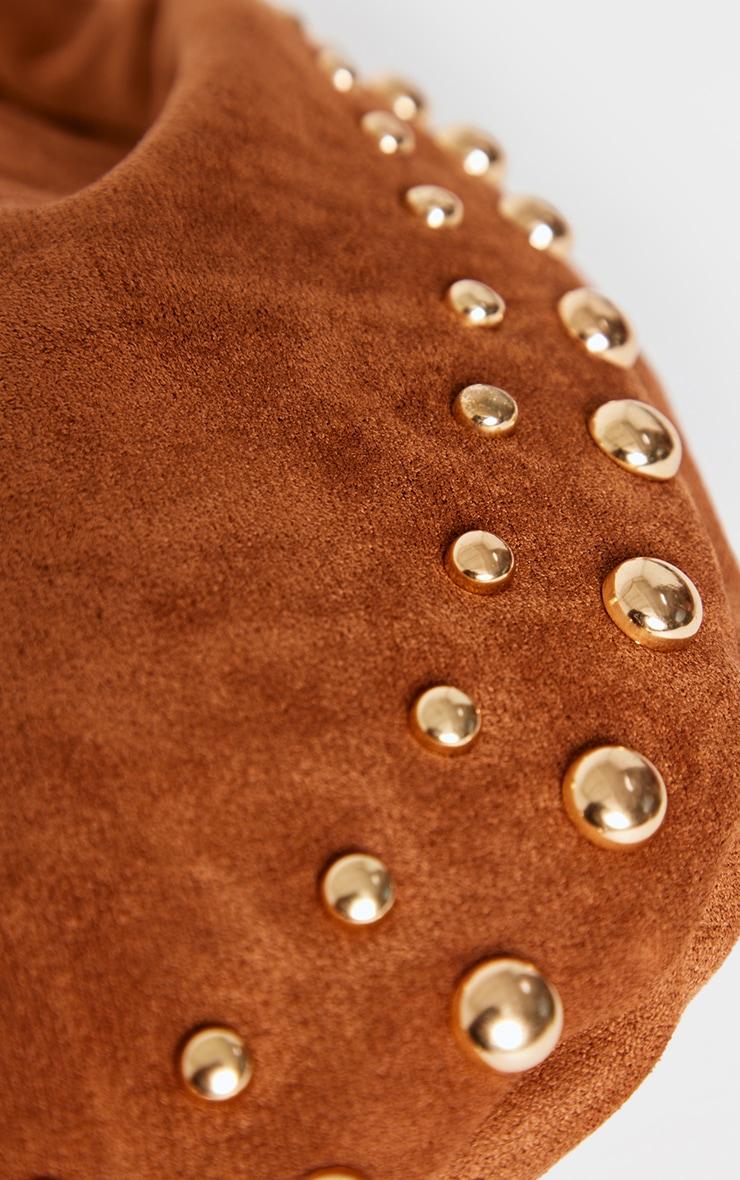 Tan Faux Suede Studded Shoulder Bag Product Image