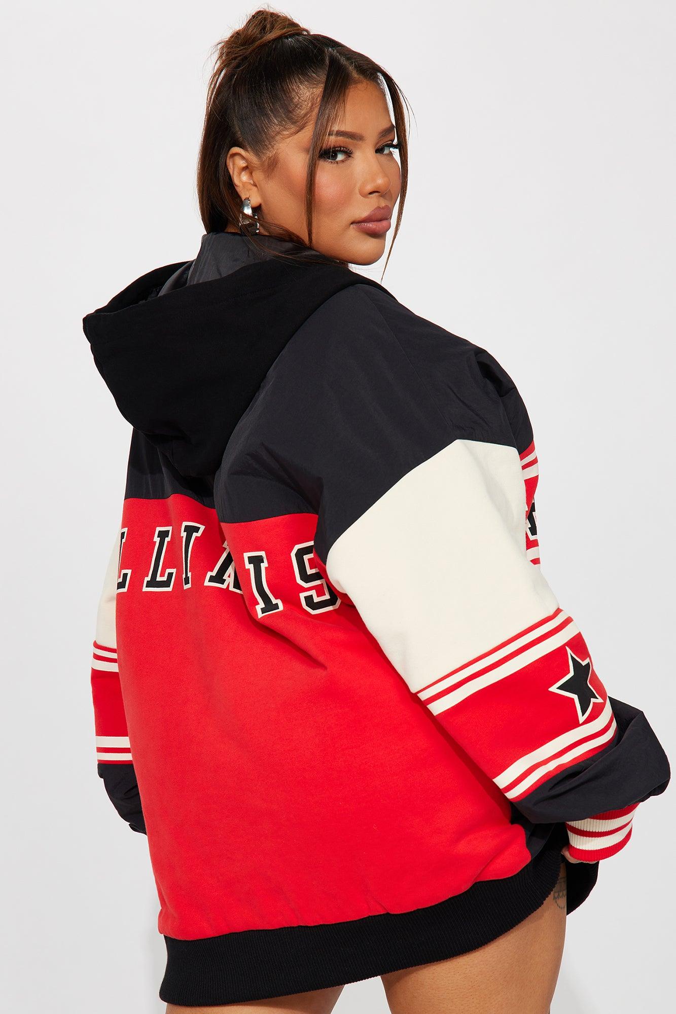Chi Town Hooded Bomber Jacket - Red/combo Product Image