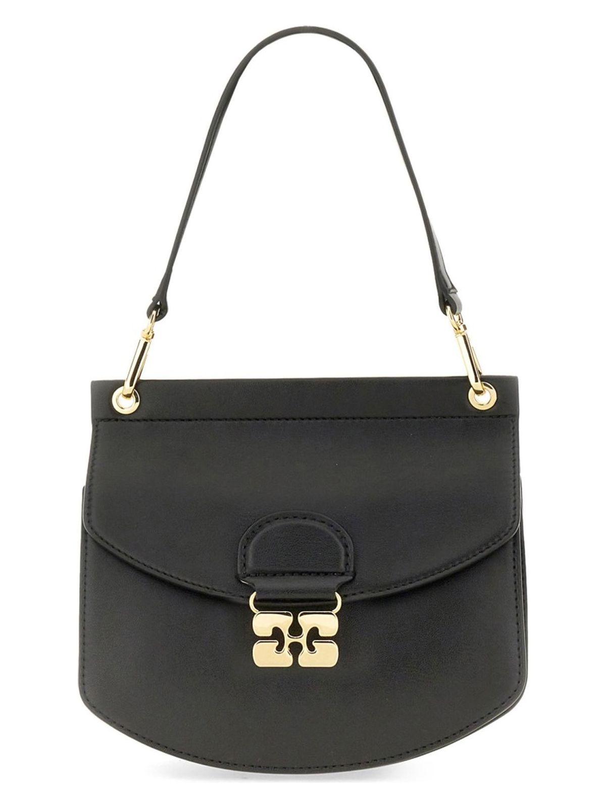GANNI Small Shoulder Bag With Adjustable Strap And Gold-tone Hardware In Black Product Image