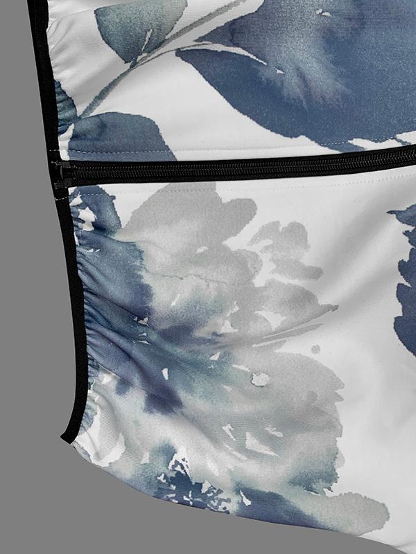 Loose Puff Sleeves Floral Printed Stand Collar Jackets Outerwear Product Image