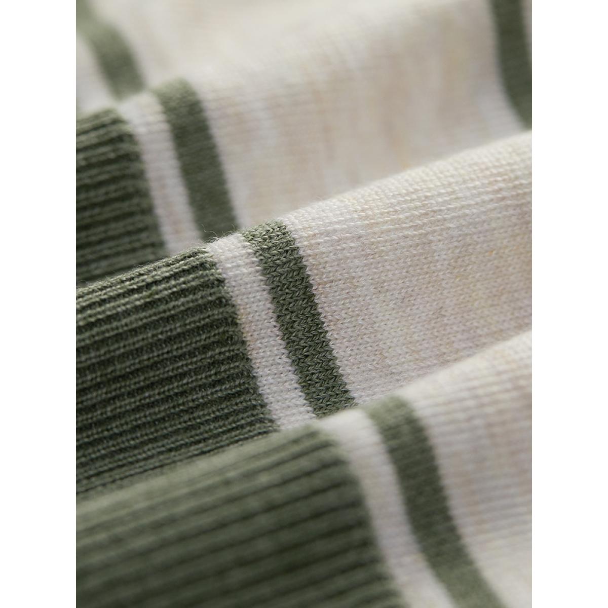 Plus Size Striped Patchwork Open Front Pocket Cardigan Green Women Casual Long Sleeve Everyday Cardigans BloomChic 22-24/3X Product Image