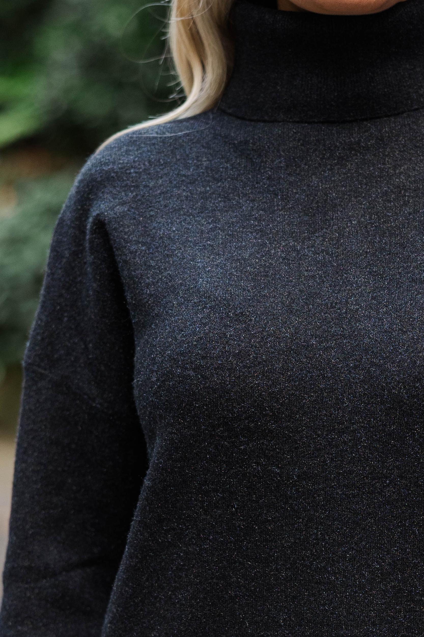 Feeling Fine Black Turtleneck Sweater Dress Female Product Image