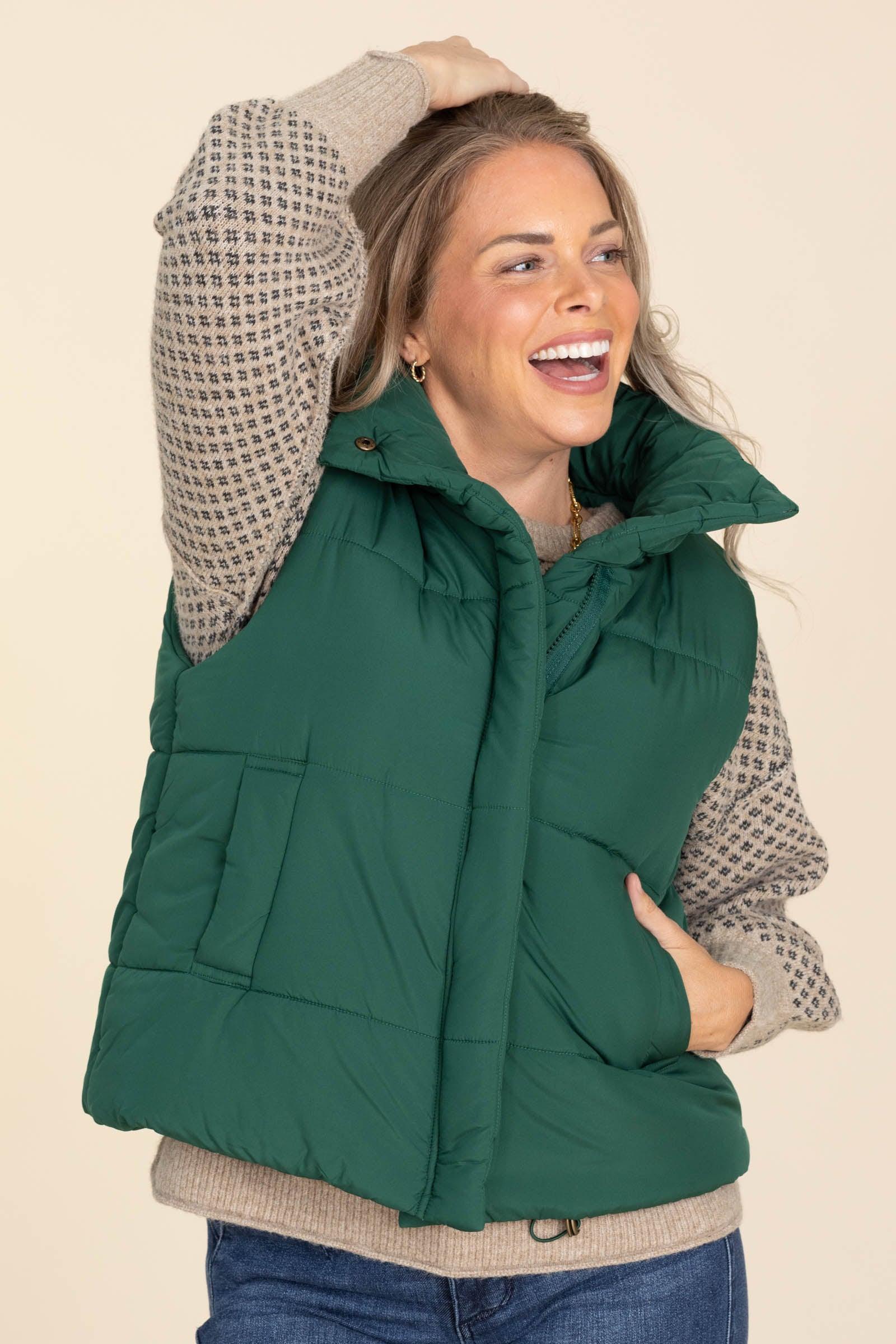 Solid High Neck Puffer Vest Product Image